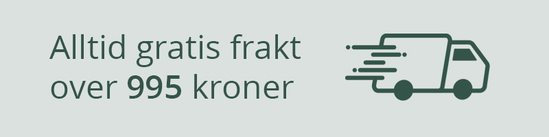 Alltid gratis frakt over 995 kroner. Få fri frakt på dine kosttilskudd.